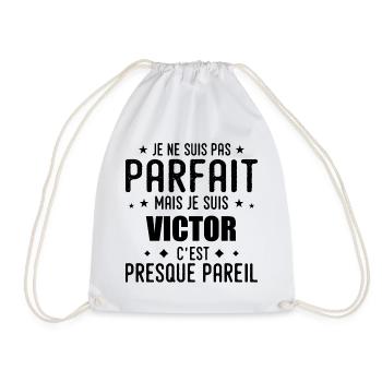 Victor: authentic, imperfect, top, perfection - Drawstring Bag - white - Front