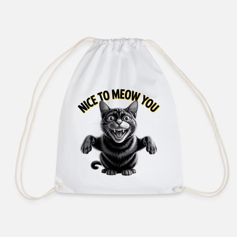 Nice to Meow You Cat - Drawstring Bag - white
