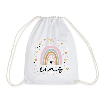 First Birthday Rainbows | 1 year old girl - Drawstring Bag - white - Front