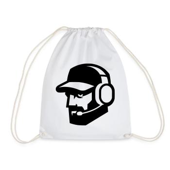 Cool gamer with beard and headphones - portrait - Drawstring Bag - white - Front