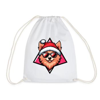 Dog in Santa style Pomeranian - Drawstring Bag - white - Front