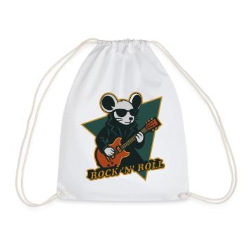 Maus mit Gitarre Cooles Cartoon - Turnbeutel - Weiß - Vorne