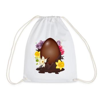 Œuf de Pâques en chocolat avec fleurs et vanille - Sac de sport léger - blanc - Devant