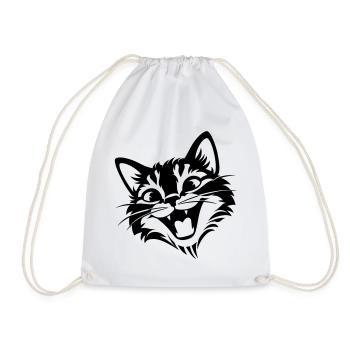 Laughing Cat | Funny Cats T-Shir - Drawstring Bag - white - Front