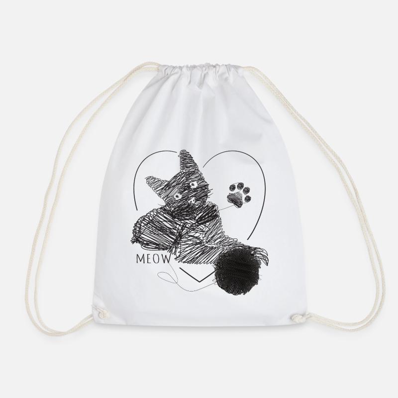 Katze Bild Wollknäuel Herz Geschenk Meow - Turnbeutel - Weiß