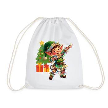 Dabbing Elf Fairy Lights Christmas Dancing - Drawstring Bag - white - Front