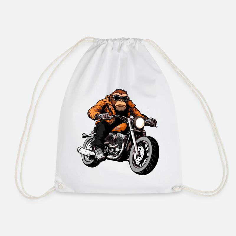 Motorrad Affe - Turnbeutel - Weiß