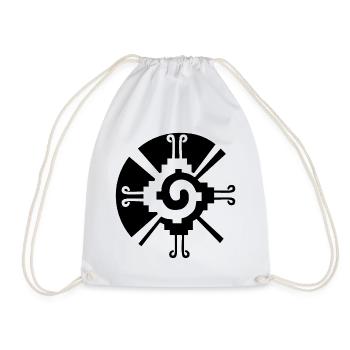 Solar Geometric Pattern (Black) - Drawstring Bag - white - Front