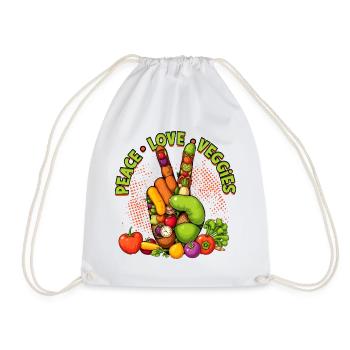 Graphique de la main de légumes Peace Love - Sac de sport léger - blanc - Devant