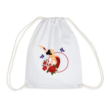 Dancing ballerina with a red circle - Drawstring Bag - white - Front