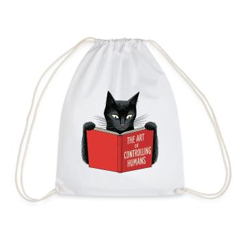 Chat noir lit livre rouge - Sac de sport léger - blanc - Devant