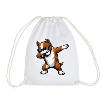 Dabbing American Staffordshire Terrier - Turnbeutel - Weiß - Vorne