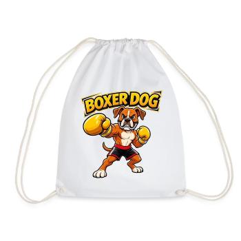 Funny Boxing Boxer Dog Design (Original Design) - Drawstring Bag - white - Front
