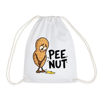 Pee Nut – Lustige Erdnuss mit Pfütze und Wortspiel - Turnbeutel - Weiß - Vorne