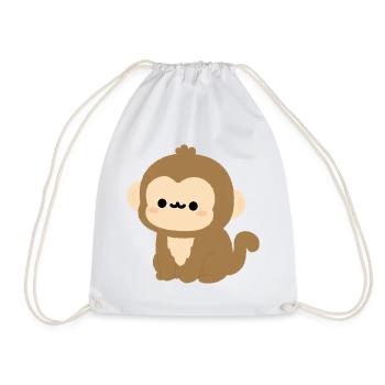 Kawaii Rhesus-Makaken-Plüsch-Illustration - Turnbeutel - Weiß - Vorne
