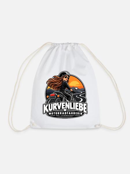 Kurvenliebe Motorradfahrerin Sunset - Turnbeutel - Weiß