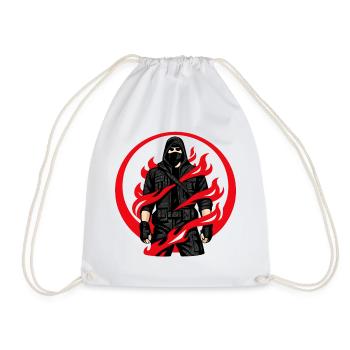 Ninja Flammenkreis - Turnbeutel - Weiß - Vorne
