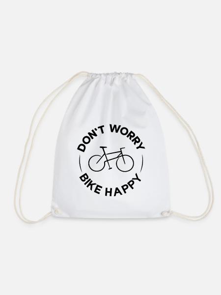 Don't Worry Bike Happy – Fahrradliebe & Radsport - Turnbeutel - Weiß