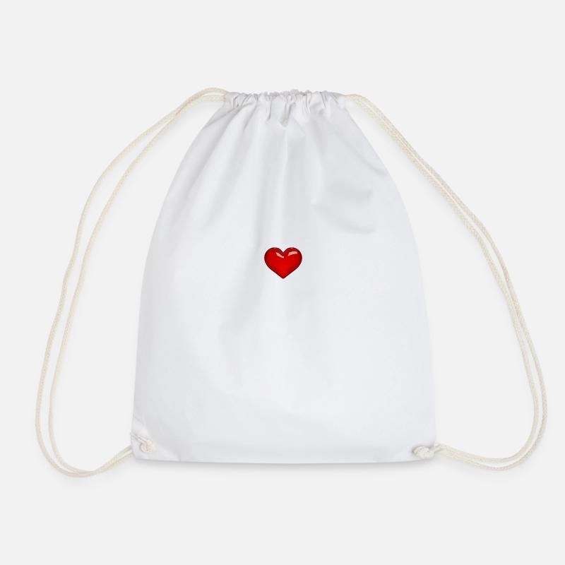 RED HEART - Drawstring Bag - white