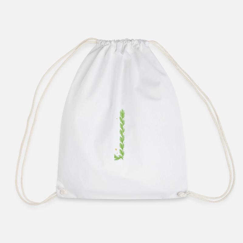 Vertical Christmas fern spiral - Drawstring Bag - white