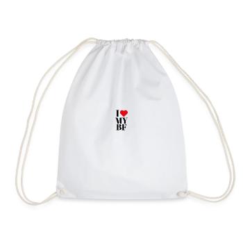 I love my BF Sticker: I love my boyfriend, png - Drawstring Bag - white - Front