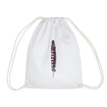 Feather brown-white hand-drawn (kestrel) - Drawstring Bag - white - Front