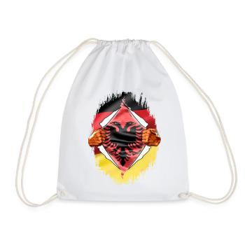 German-Albanian dual citizen Albanian heart - Drawstring Bag - white - Front