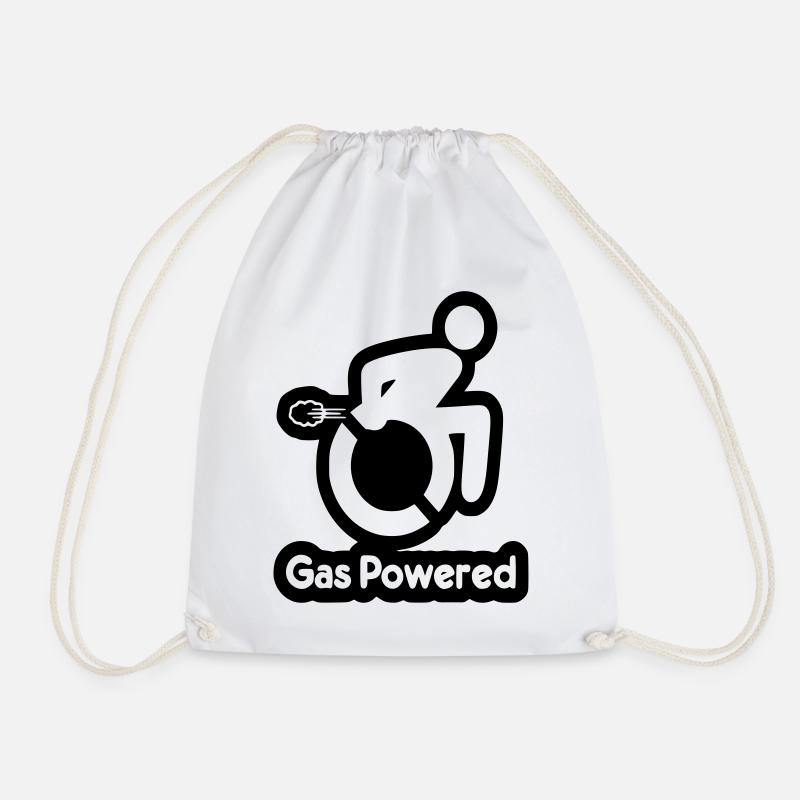 Gas powered wheelchair user. Humour # - Drawstring Bag - white