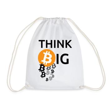 Think BIG / Lass es Bitcoins regnen - Turnbeutel - Weiß - Vorne