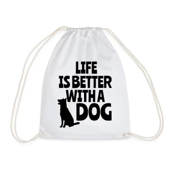 Life is better with a dog, animals, dogs * - Drawstring Bag - white - Front