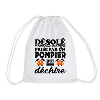 fille prise par un pompier qui déchire - Sac de sport léger - blanc - Devant