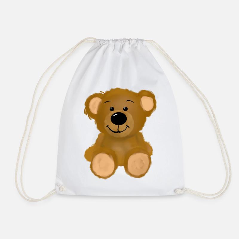 bear cub - Drawstring Bag - white