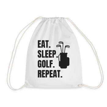 Eat Sleep Golf Repeat - Drawstring Bag - white - Front