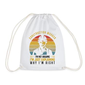 Construction worker - Drawstring Bag - white - Front