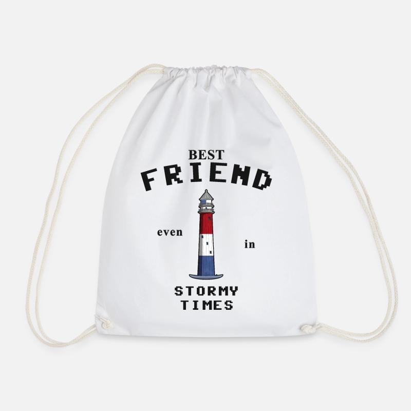 Freundschaft, Best Friend, Leuchtturm Stilo, Polen - Turnbeutel - Weiß
