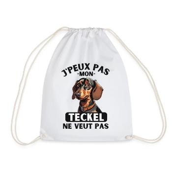 Chien doux de race TECKEL 1 - Sac de sport léger - blanc - Devant