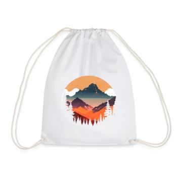 Alpine sunset in silhouette - Drawstring Bag - white - Front