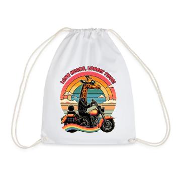 GIRAFFE RIDER: LONG NECKS LONGER RIDES - Drawstring Bag - white - Front