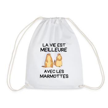 La vie est meilleure avec les marmottes - Sac de sport léger - blanc - Devant