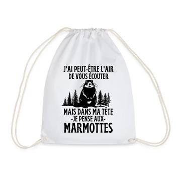 Mais dans ma tête je pense aux marmottes - Sac de sport léger - blanc - Devant