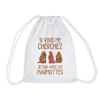 Humour marmotte randonnée nature dormir - Sac de sport léger - blanc - Devant