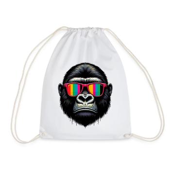 Gorilla - Drawstring Bag - white - Front