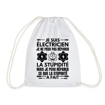 Humour électricien électrique - Sac de sport léger - blanc - Devant