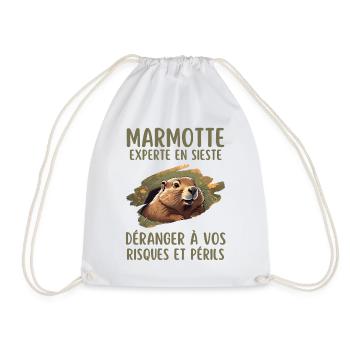 Marmotte experte en sieste ne pas déranger - Sac de sport léger - blanc - Devant