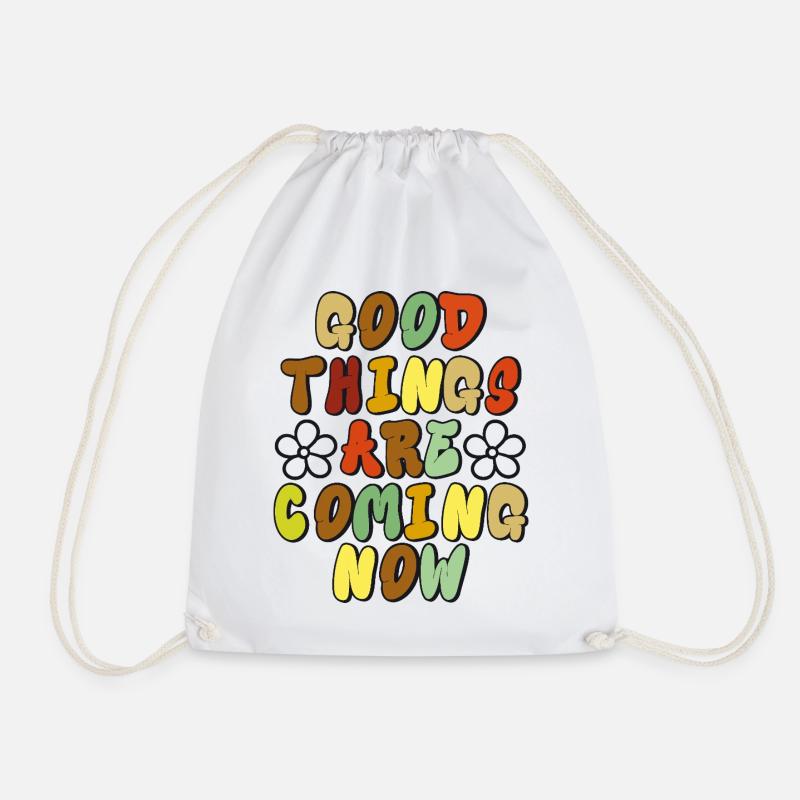 Good Things - Optimistisches Retro-Design - Turnbeutel - Weiß