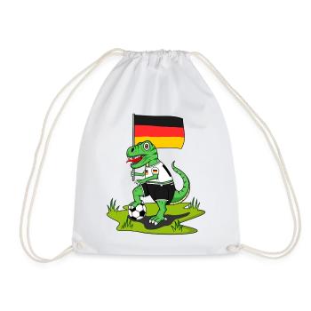 Germany Flag Dinosaur Rex Football - Drawstring Bag - white - Front