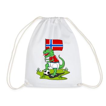 Norway Flag Dinosaur Rex Football - Drawstring Bag - white - Front