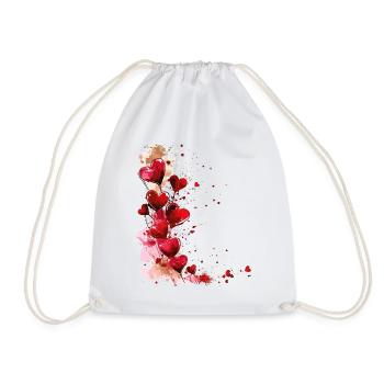 Hearts Heart Red Love Romantic Valentine's Day - Drawstring Bag - white - Front