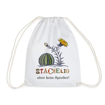 Cactus with flower - Drawstring Bag - white - Front