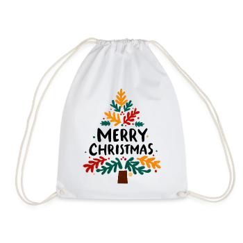 Colorful Leaf Christmas Tree - Drawstring Bag - white - Front